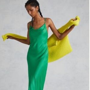 Emerald Green Satin Dress